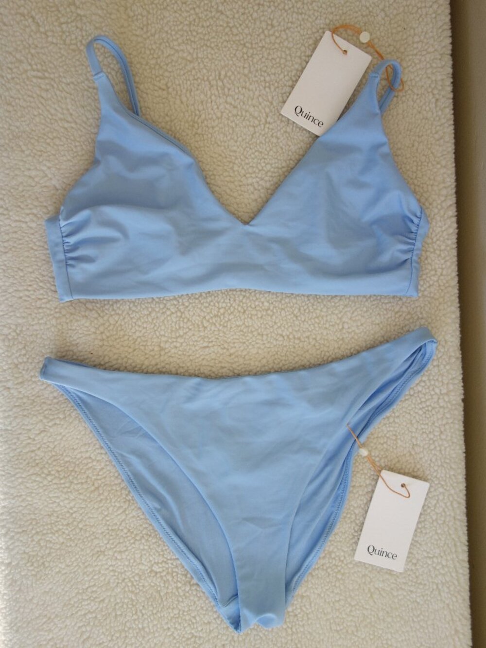 NWT QUINCE Powder Blue Bikini Suit / Bathing Suit – Top Med / Bottom Small